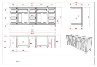 Santa Monica 84 Double Sink Bath Vanity in Graywashed Teak 2" Calacatta Nuvo