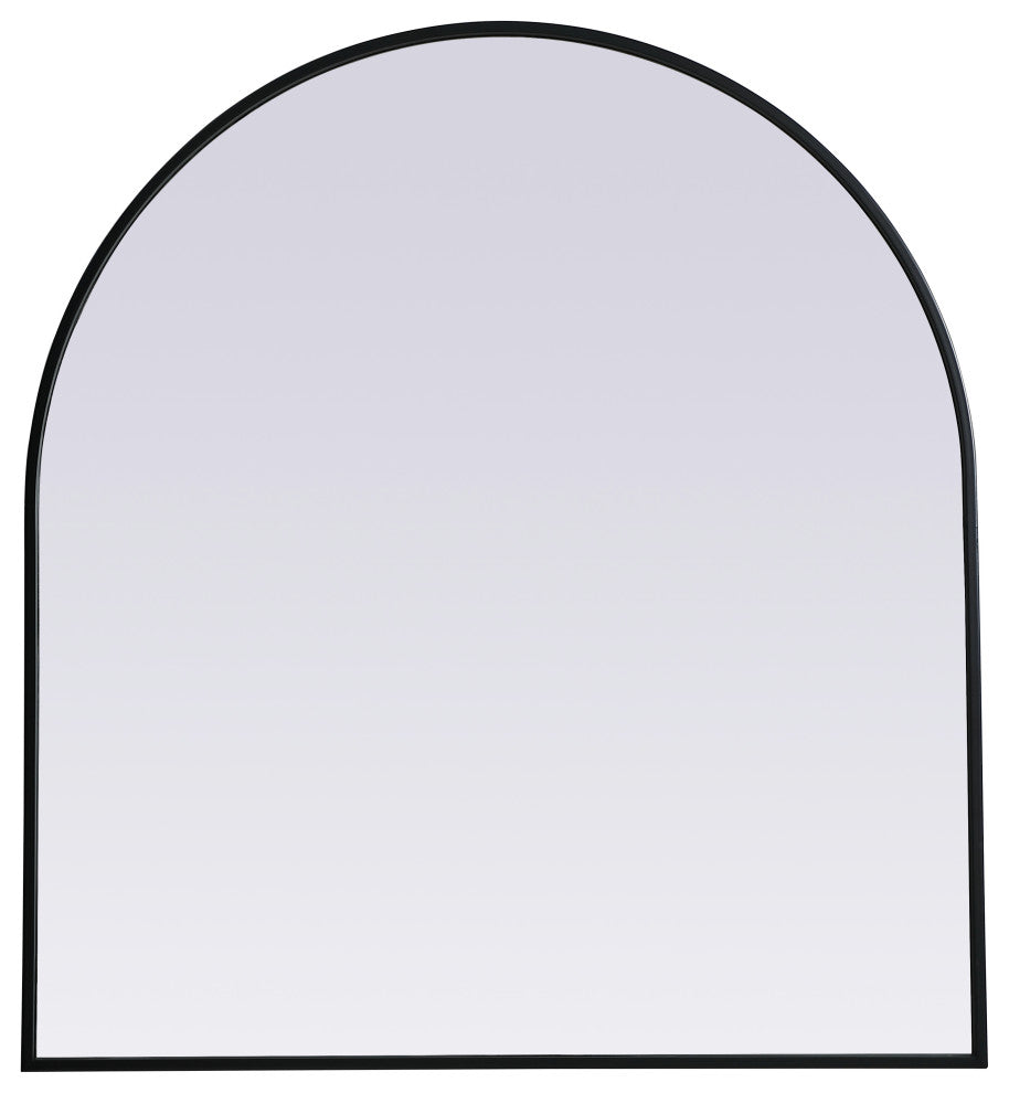 Metal Frame Arch Mirror 33X36 Inch, Black
