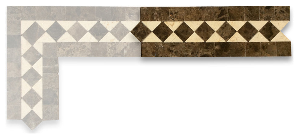 Crema Marfil Marble Classic Diamond Mosaic Border Listello Tile Polish, 1 sheet