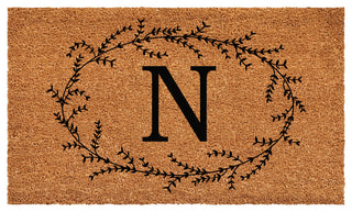 Calloway Mills Rustic Leaf Vine Monogrammed Doormat, 24"x48", Letter N