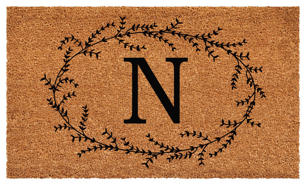 Calloway Mills Rustic Leaf Vine Monogrammed Doormat, 24"x48", Letter N