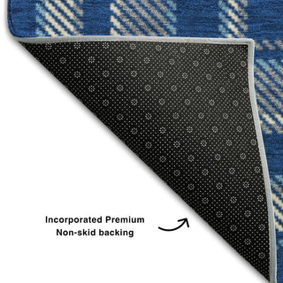 Premium Machine Washable Mayfield AMF563 Navy 8' x 8' Round Rug