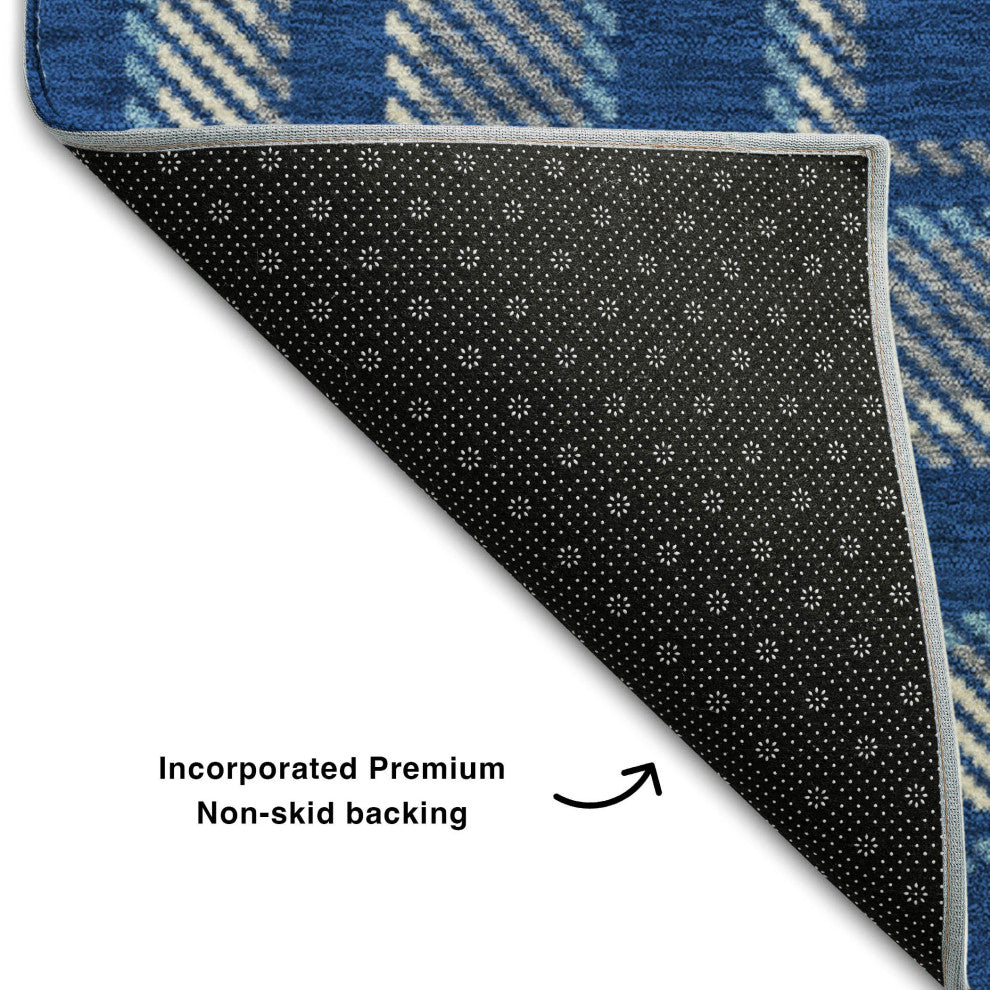 Premium Machine Washable Mayfield AMF563 Navy 8' x 8' Round Rug