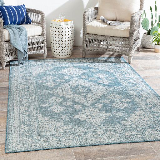 Surya Veranda VRD-2312 5'3"x7'3" Rug, Dark Blue/Aqua/Ivory