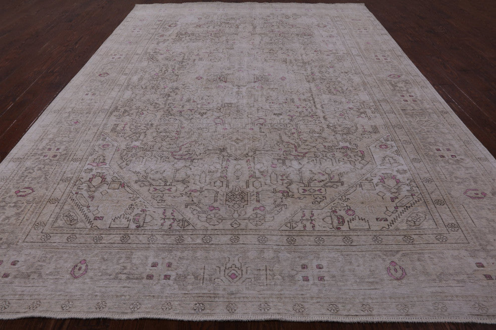Persian Vintage White Wash Handmade Rug 9' 6" X 12' 1" Q4631