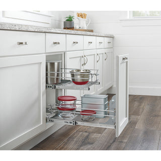 Two-Tier Bottom Mount Pull Out Steel Wire Organizer, 14.75"