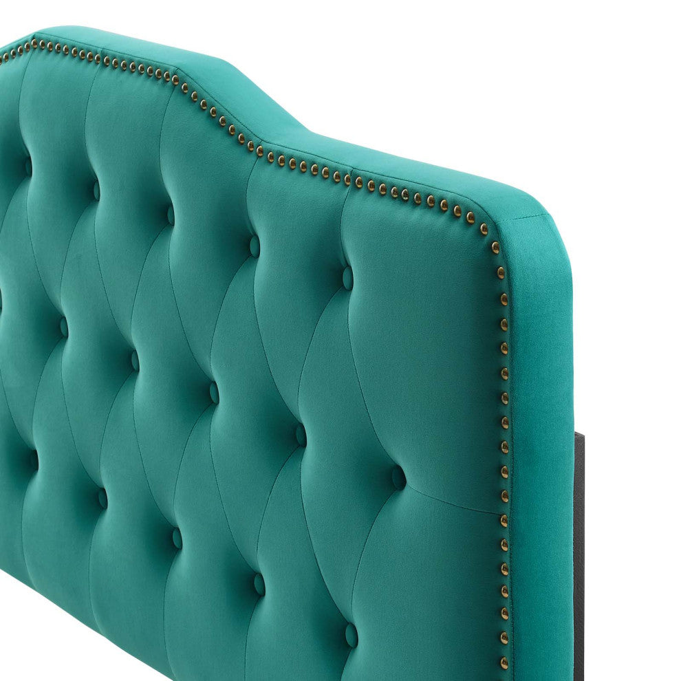 Tufted Headboard, Full Queen Size, Velvet, Teal Blue, Modern Contemporary