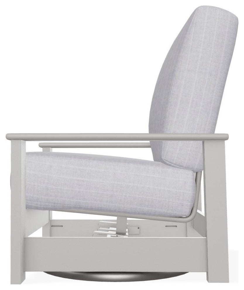 Leeward Deep Seat Outdoor Hidden Swivel Rocker, Ticking Fog/Warm Gray