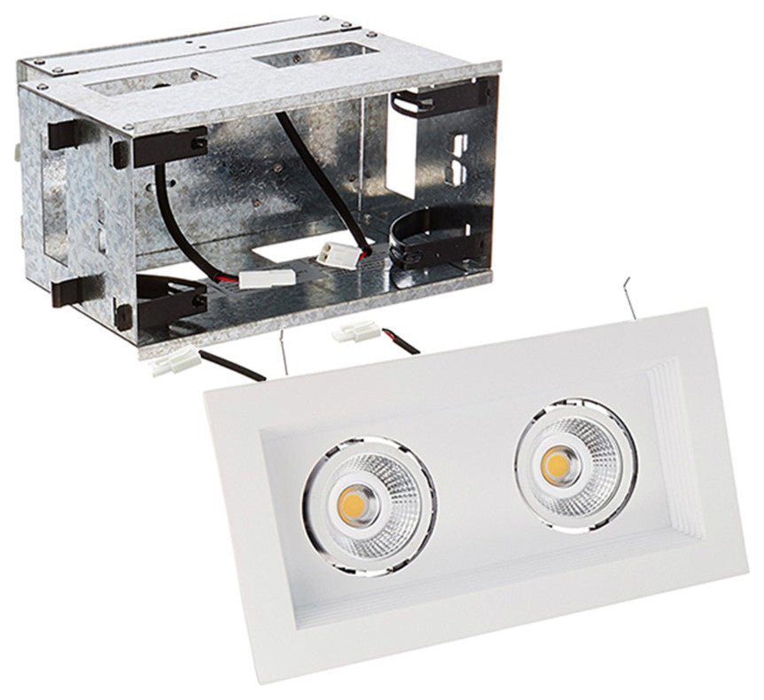 Mini Multiple LED Two-Light Remodel Housing With and-Light 3000K Flood, White