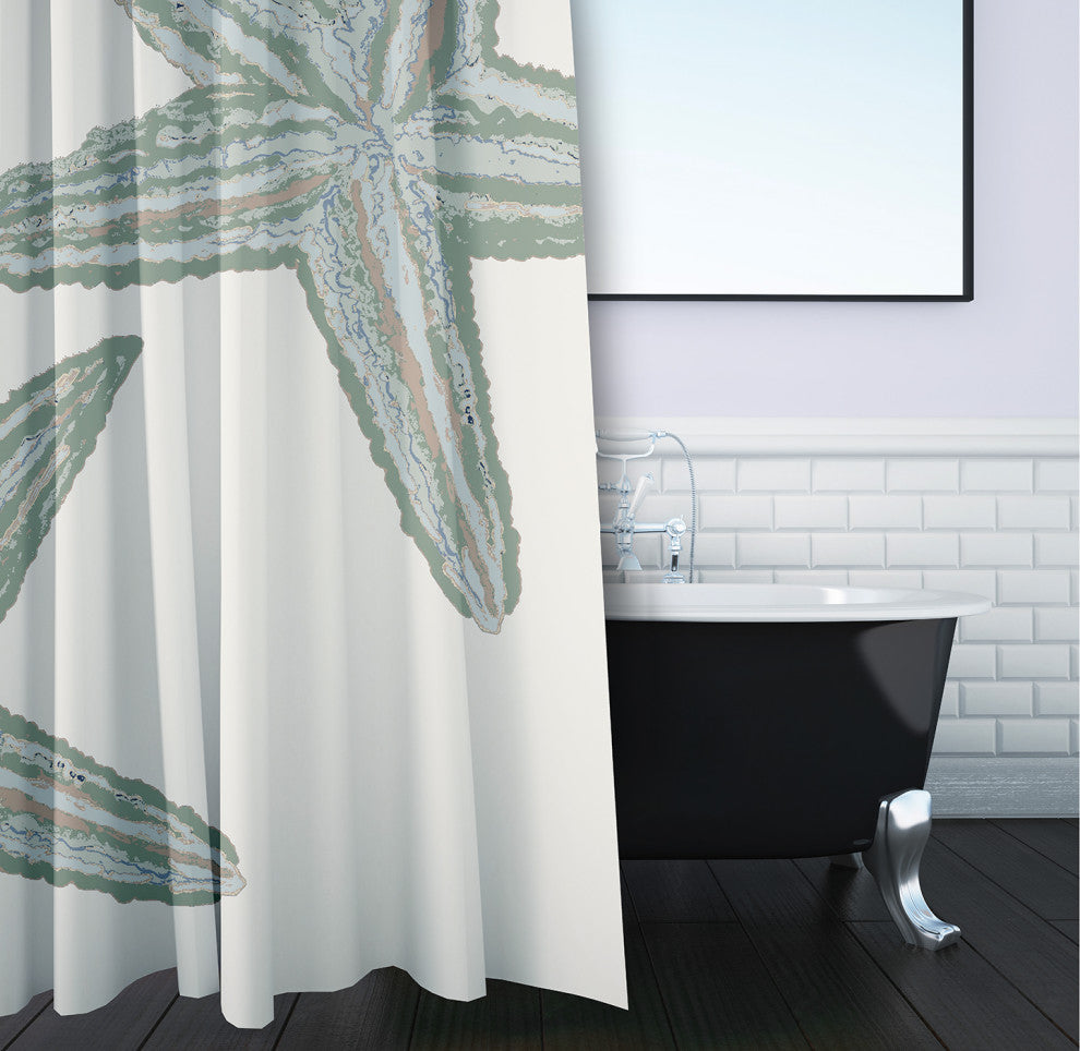 Starfish Constellation Sage 70" w x 73" h Shower Curtain