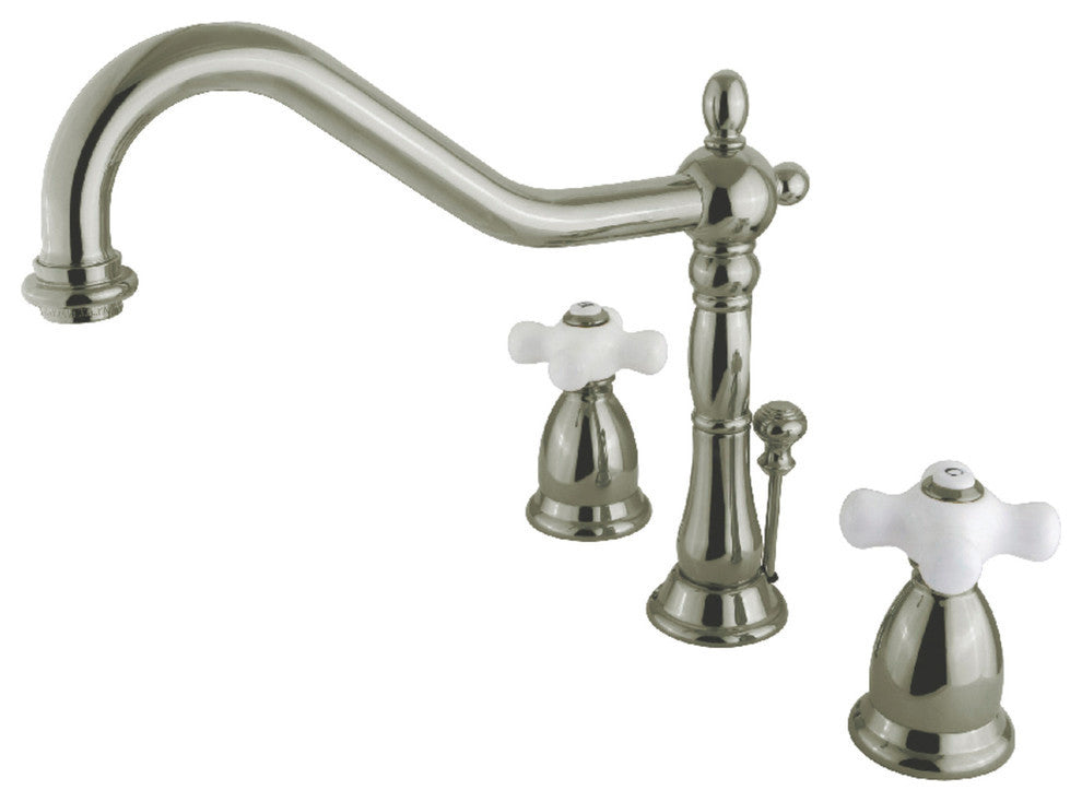 Kingston Brass Widespread Bathroom Faucet With Brass Pop-Up, Brushed Nickel