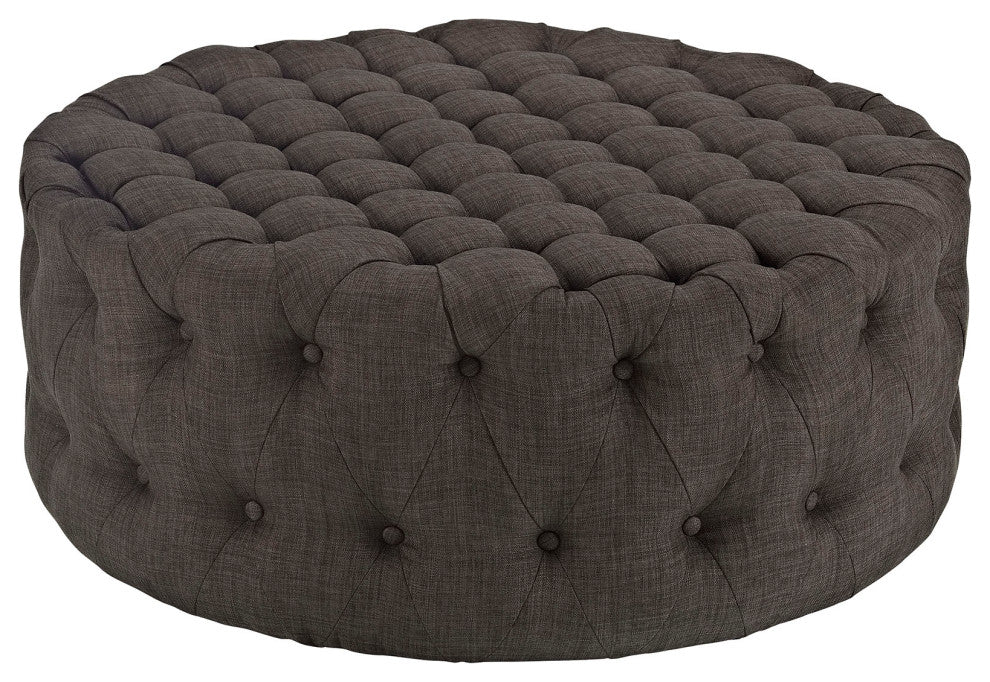 Amour Upholstered Fabric Ottoman, Brown