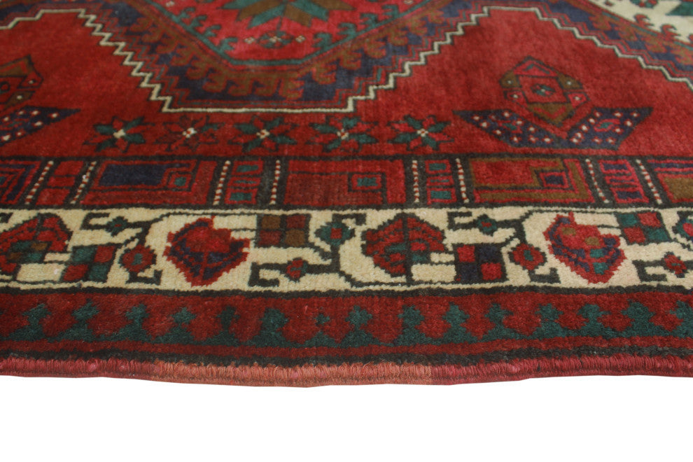 Fine Vintage Distressed Ananda Red/Ivory Runner, 3'4x10'10