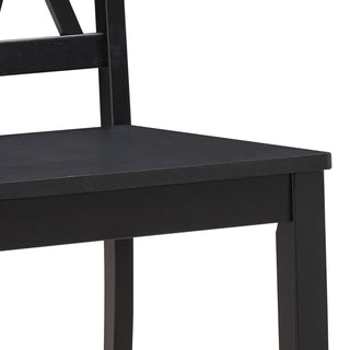 Set of 2 Double-X Back Wood Chairs, Black