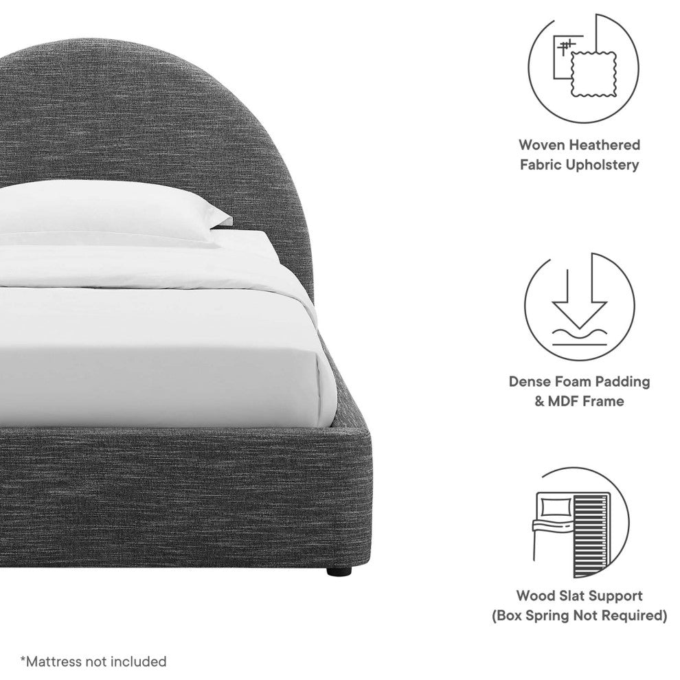 Resort Upholstered Fabric Arched Round Twin Platform Bed