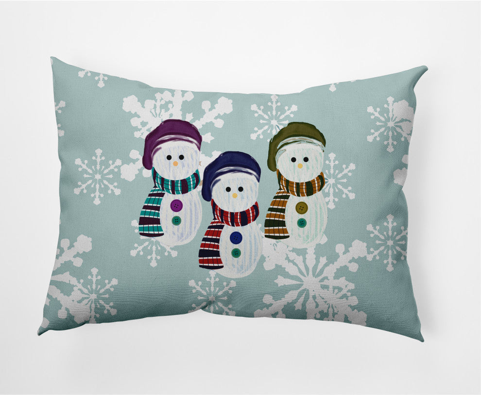 Sock Snowmen Decorative Throw Pillow, Green-Gray, 14"x20"