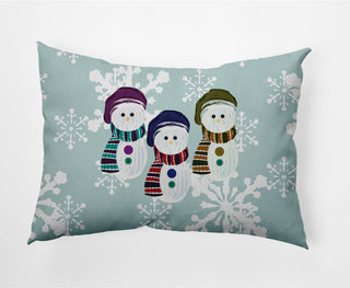 Sock Snowmen Decorative Throw Pillow, Green-Gray, 14"x20"