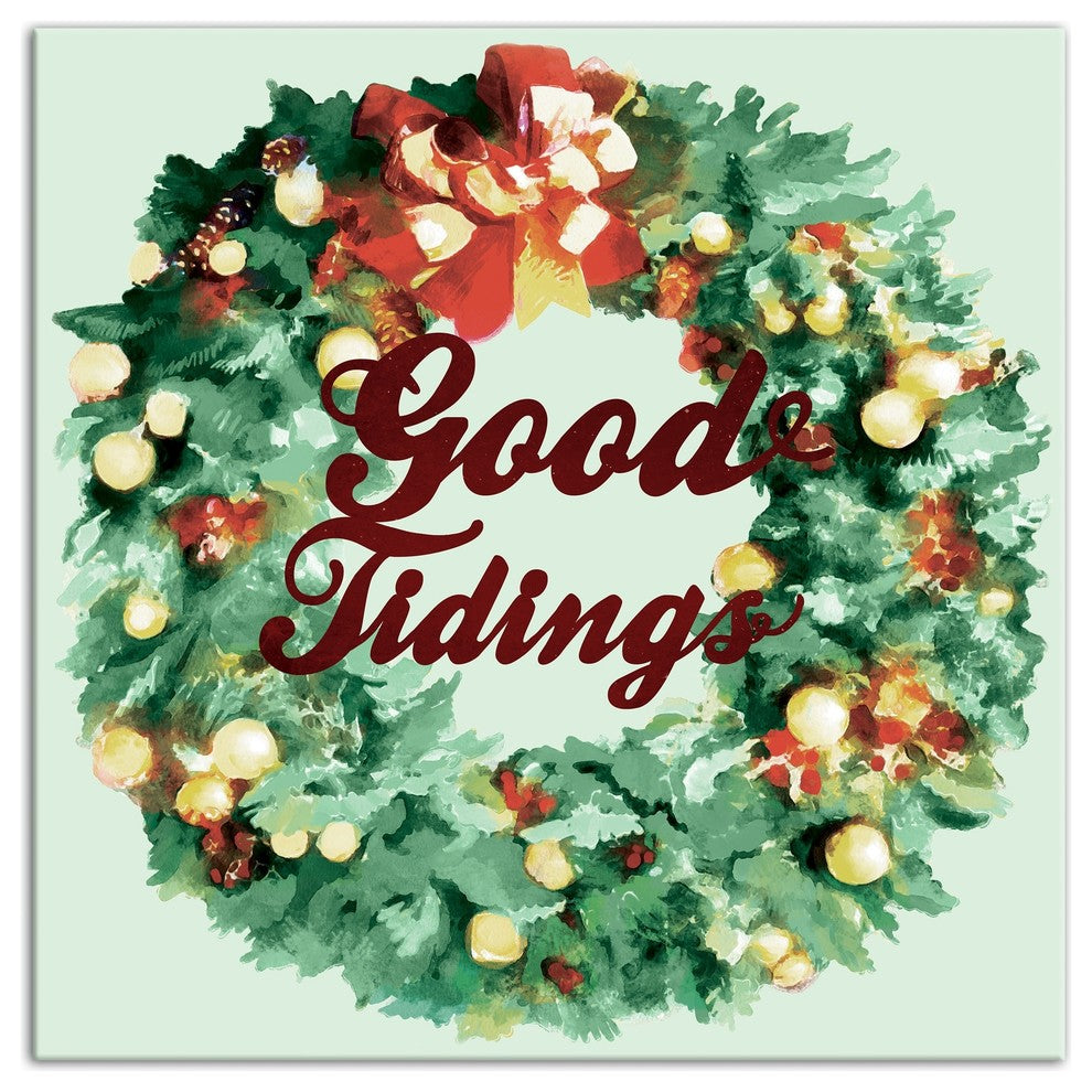 Good Tidings Wreath Canvas Wall Art, 20"x20"