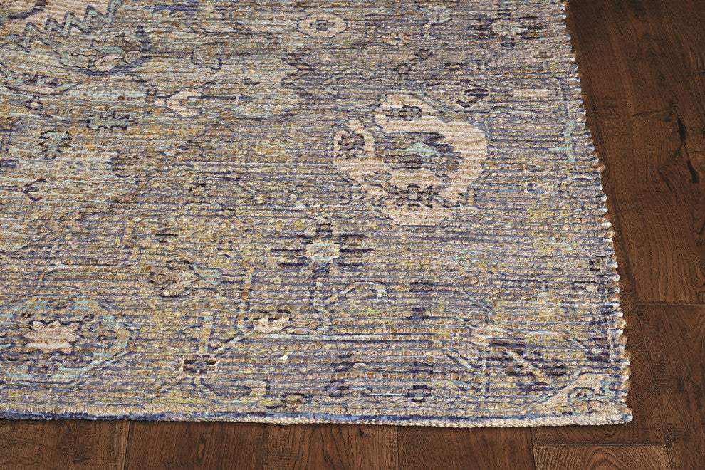 Morris Blue/Yellow Gramercy Distressed Moroccan Accent Rug, 5' X 7'