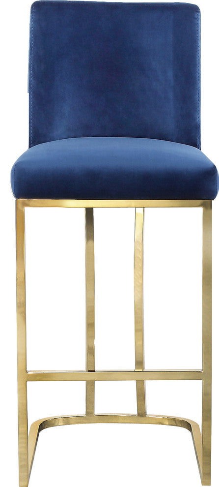 Heidi Upholstered Counter Stool, Navy, Gold, Velvet