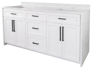 Palisade 72" Bathroom Vanity, White, Engineered Marble