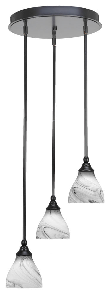 Empire 3-Light Cluster Pendalier, Matte Black/Onyx Swirl