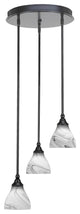 Empire 3-Light Cluster Pendalier, Matte Black/Onyx Swirl