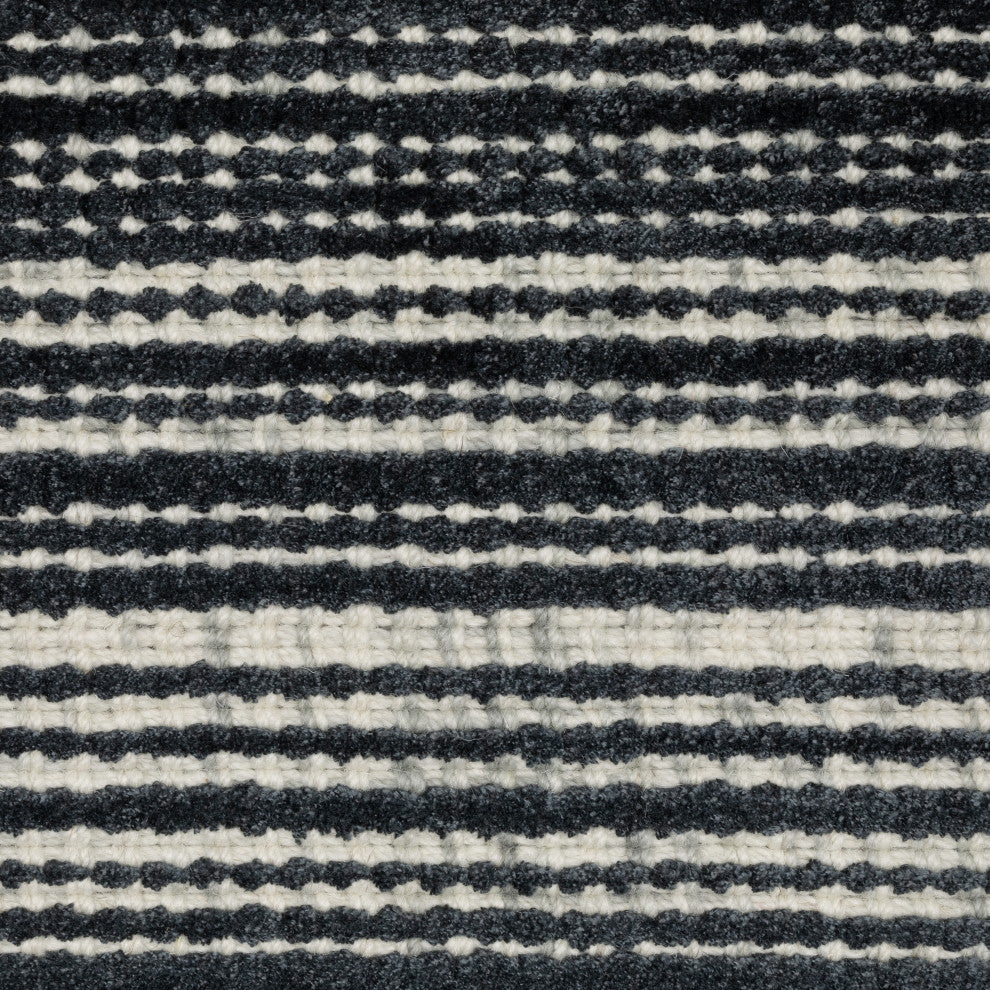 Cayden Textural Stripe Wool Blend Black/ Ivory Hand-tufted Rug 5' x 8'