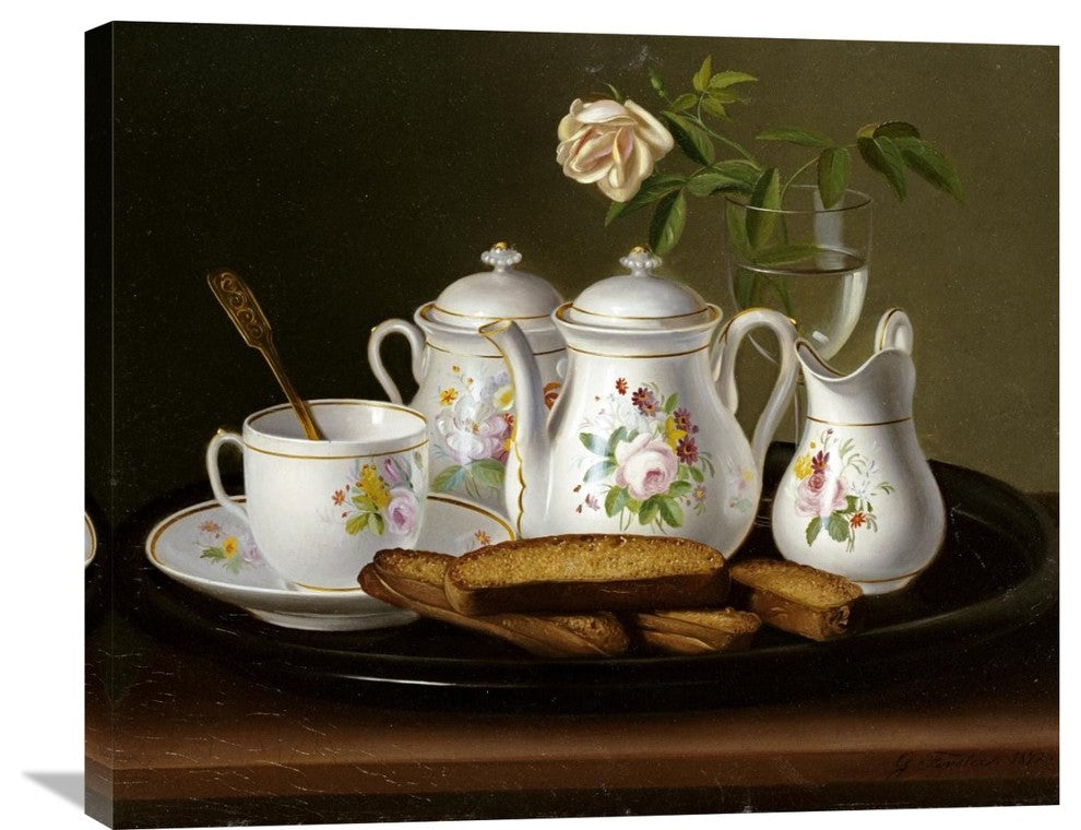 "Still Life of Porcelain and Biscuits" Artwork, 30" x 24"