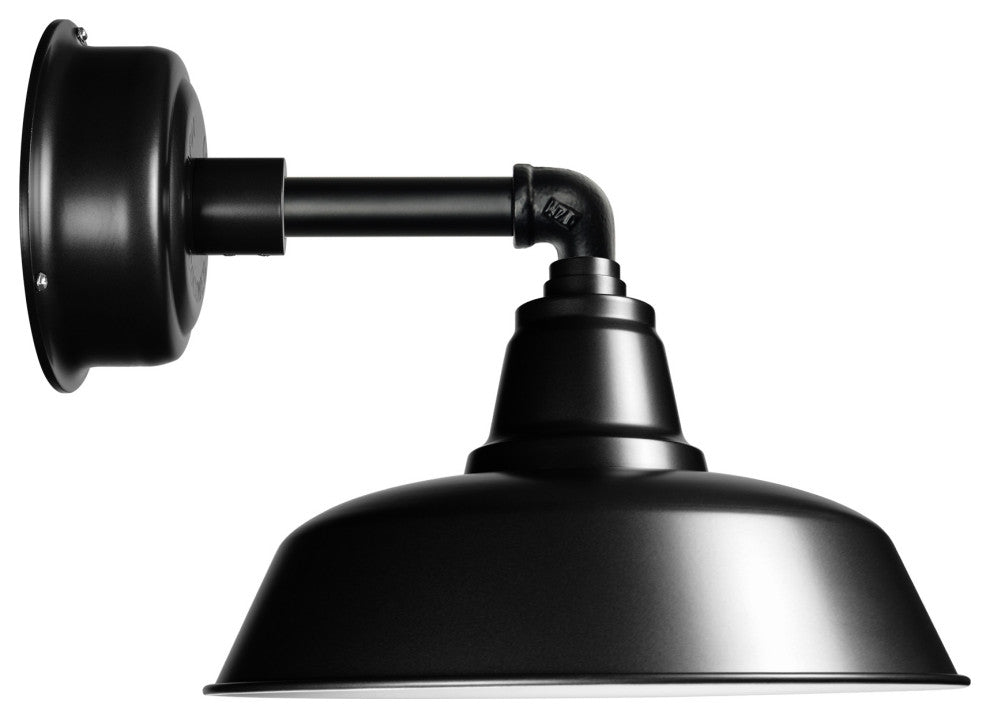 12" Farmhouse LED Wall Light With Cosmopolitan Arm, Matte Black