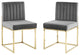 Carriage Dining Chair Performance Velvet Set of 2 - Gold Charcoal
