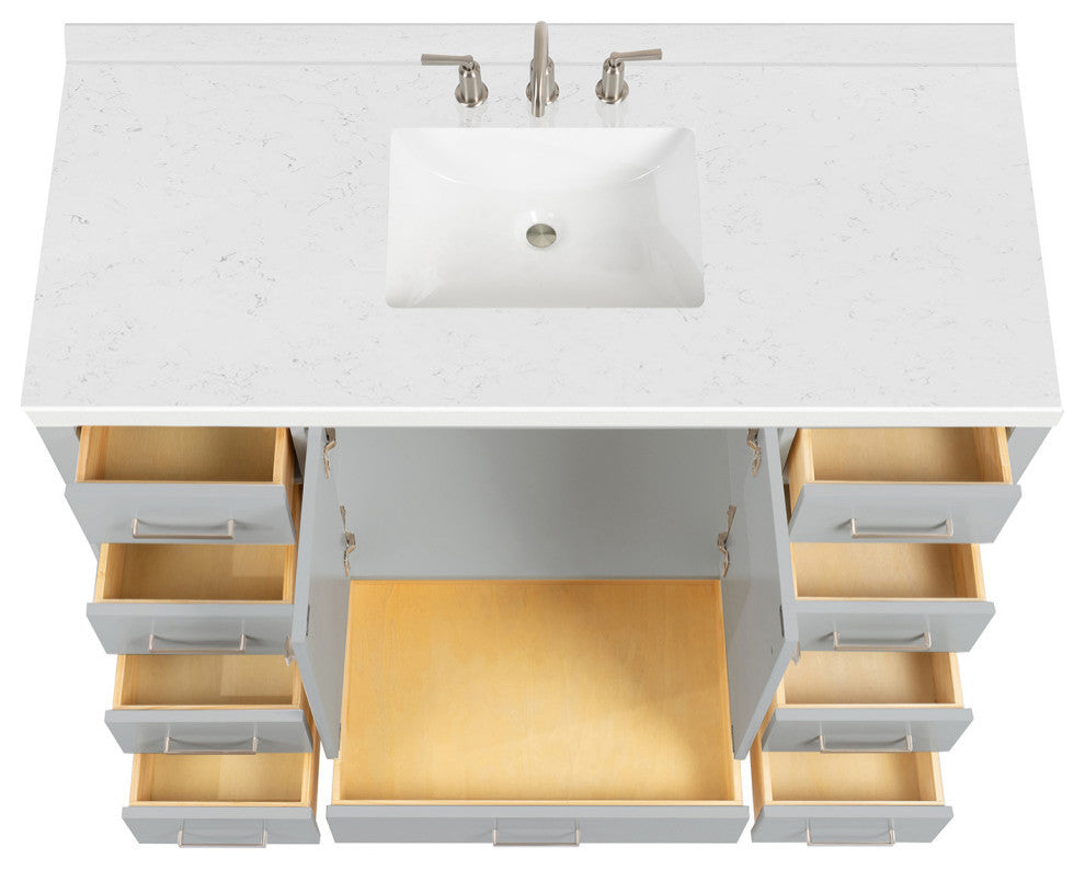Ariel Cambridge 54" Single Rectangle Sink Vanity, Carrara Quartz