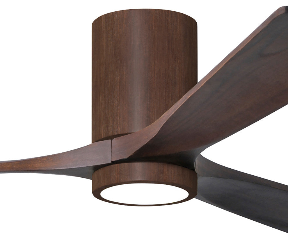 Irene-3HLK  3-Blade Flush Mount Ceiling Fan, Integrated LED, Walnut Tone/Walnut Blades, 60