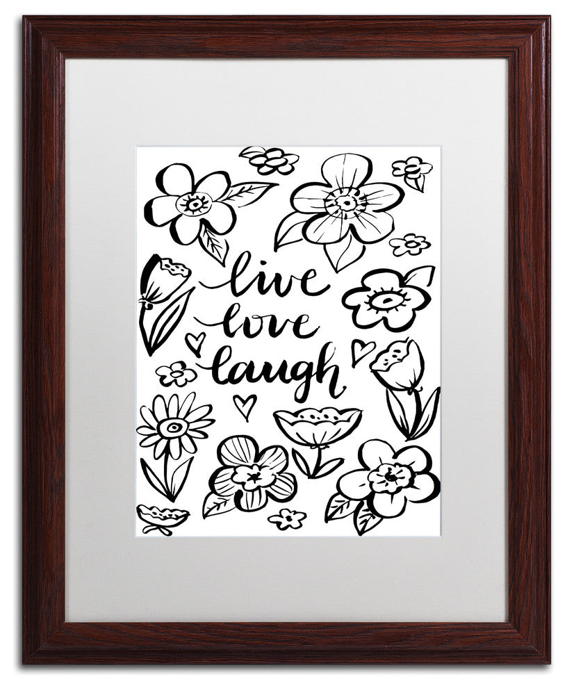 Elizabeth Caldwell 'Live Love Laugh' Art, Wood Frame, White Mat, 16x20
