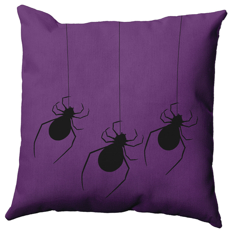 18"x18" Hanging Spiders Decorative Throw Pillow, Amethyst