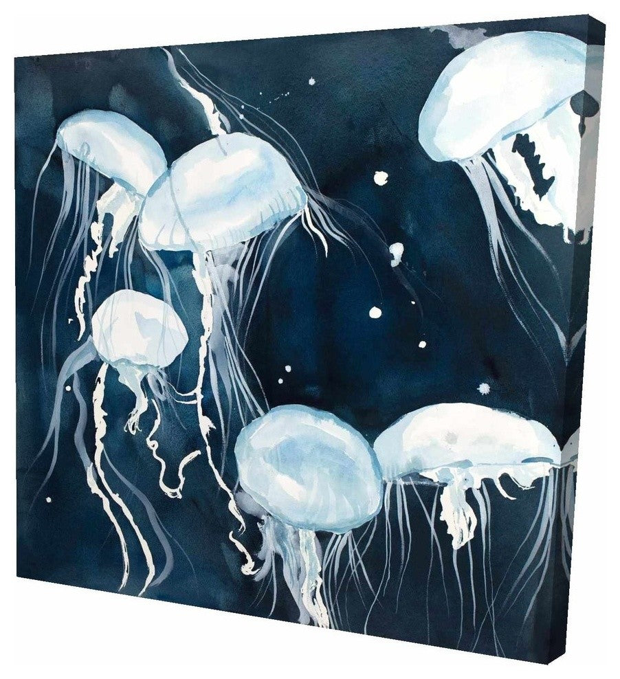 Pelagia Noctiluca Jellyfishes, Fine Art Gallery Wrapped Canvas, 24"x24"