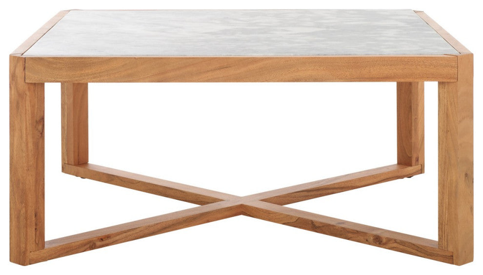 Safavieh Couture Bernardi Marble Top Coffee Table, Natural/White