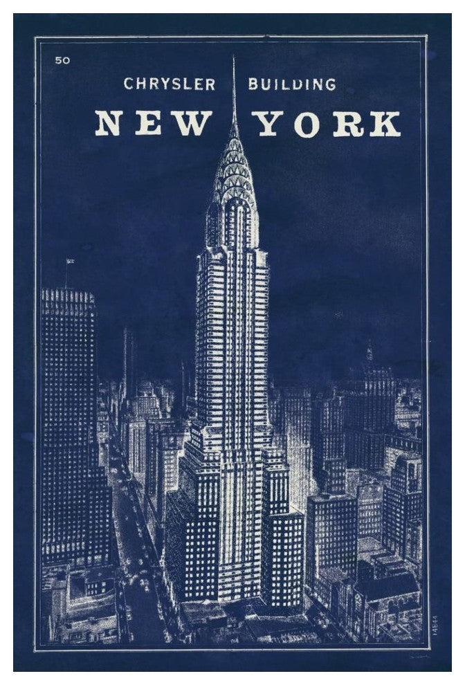 "Blueprint Map New York Chrysler Building" Paper Print by Sue Schlabach, 34"x50"
