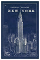 "Blueprint Map New York Chrysler Building" Paper Print by Sue Schlabach, 34"x50"