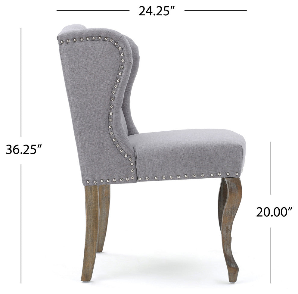 GDF Studio Asheville Modern Fabric Wingback Chair, Set of 2, Light Gray