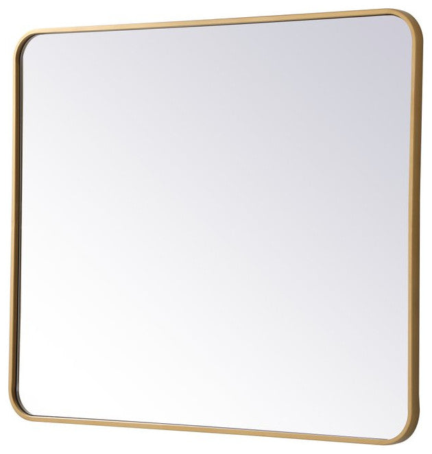 Ellis Soft Corner Metal Rectangular Mirror, Brass, 30" x 36"