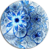 Dark Blue Flower Pattern Design, Floral Round Metal Wall Art, 36"