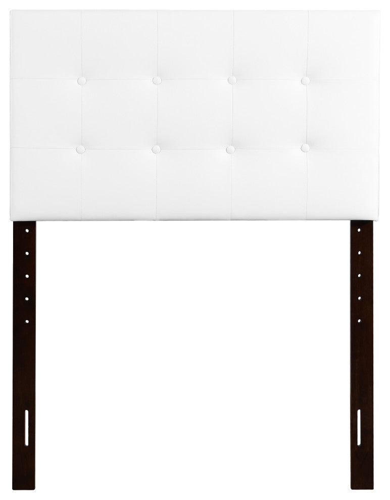Novo 2 Faux Leather Adjustable Headboard, White, Twin