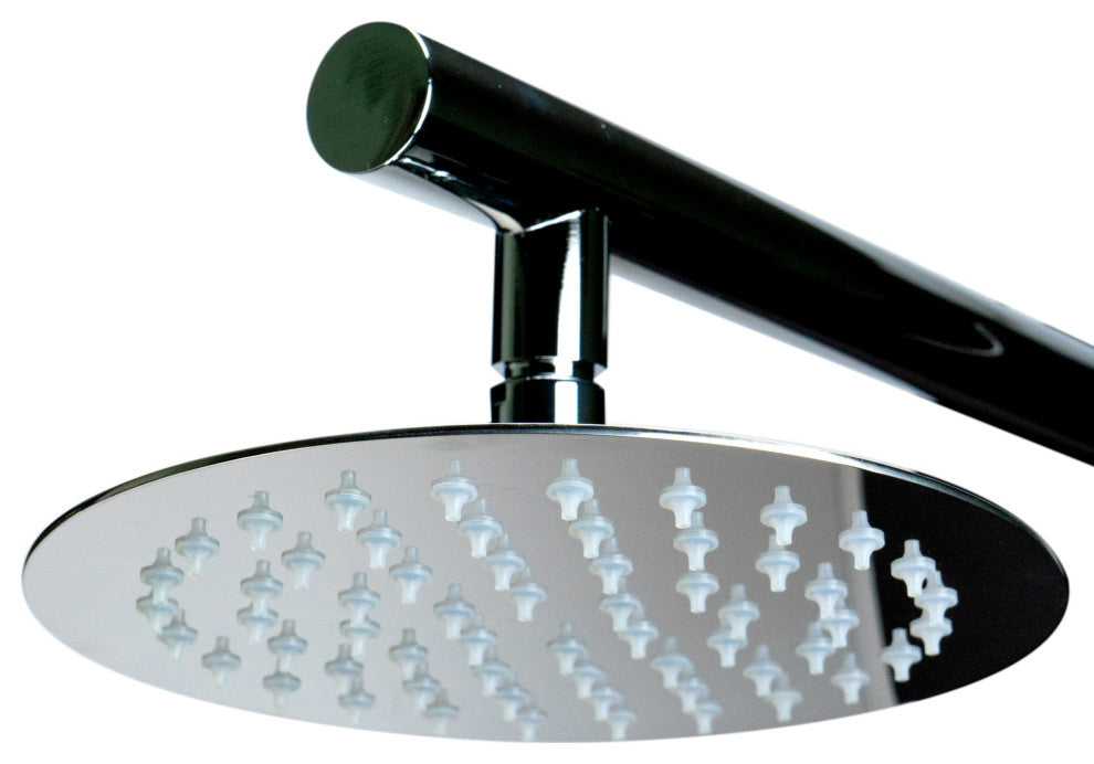 ALFI brand ABSP65B Black Aluminum Shower Panel w/ 2 Body Sprays Rain Shower Hea