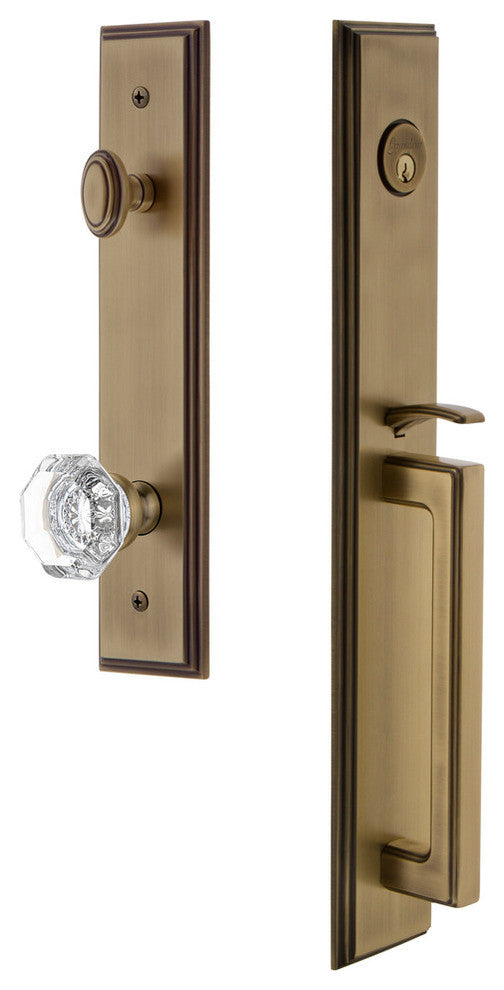 Carre' 1-Piece Dummy Handleset, D Grip and Chambord Knob, Vintage Brass, 848967