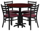 Dyersburg 5pcs Table Set Round 36" Mahogany Laminate X-Base, Burgundy Chair