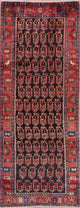 Consigned, Heriz Wool Handmade Persian Oriental Runner Rug, Black, 9'11"X3'10"