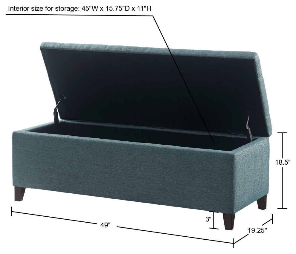 Madison Park Shandra Upholstered Soft Close Storage Bench, Blue