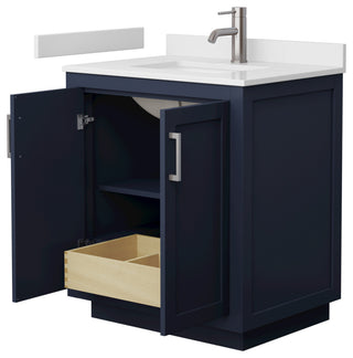 Miranda Blue/Brushed Nickel, 30" Single, Cultured Top, Square, No Mirror