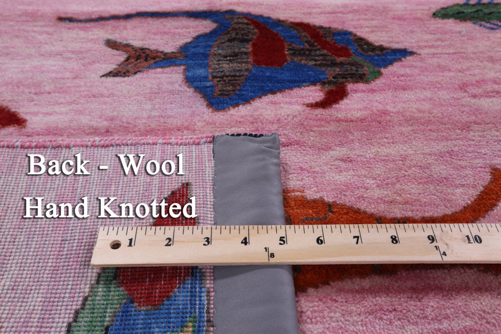 8' 1" X 10' 2" Gabbeh Fish Design Hand-Knotted Wool Rug - Q15520